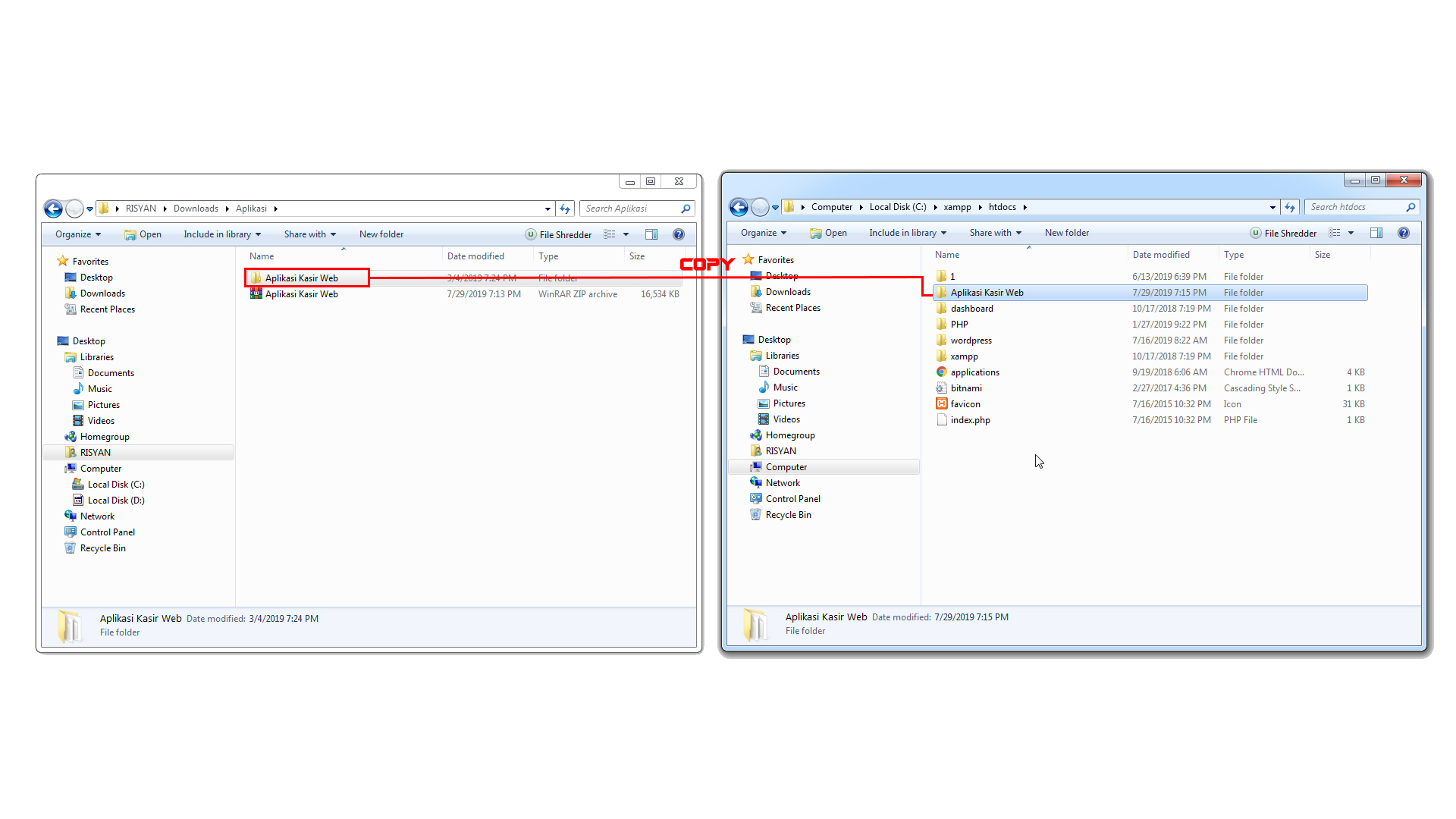 Copy File Ke XAMPP