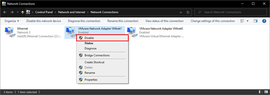 Disable Network Adapters