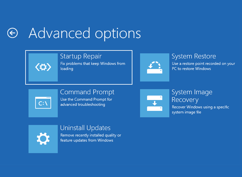 Windows Startup Repair Dari Advanced Options