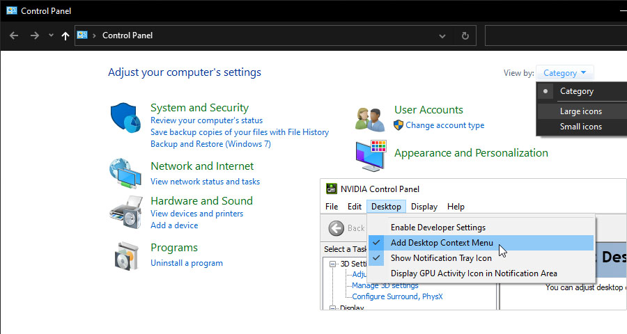 Device control panel